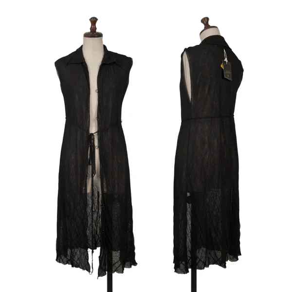 Jean Paul GAULTIER FEMME Rayon Blend Lace-Up Sleeveless Cardigan Black 40 K-167081_001