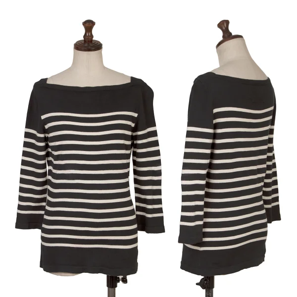 Jean Paul GAULTIER FEMME Cotton Blended 3/4 Sleeve Knit Top Black 40 K-167088_001