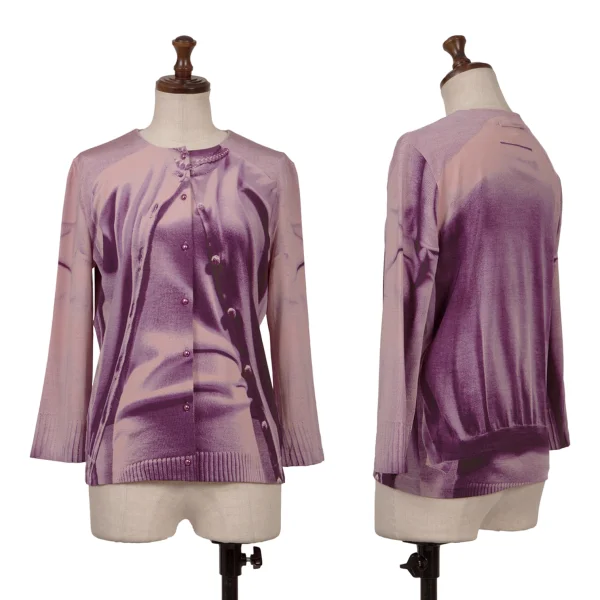 Jean Paul GAULTIER MAILLE FEMME Knit Trompe l'oeil Stretch Cardigan Purple 40 K-167089_001