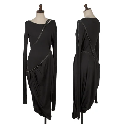 Jean Paul GAULTIER MAILLE FEMME Wool Blend Hem Leather String Long Dress