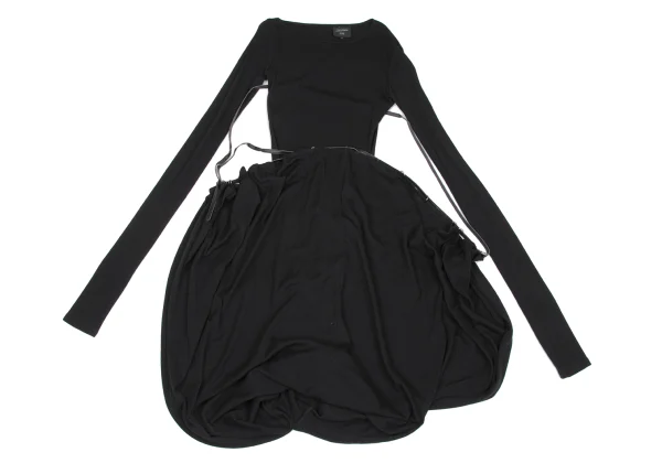 Jean Paul GAULTIER MAILLE FEMME Wool Blend Hem Leather String Long Dress K-167090_002