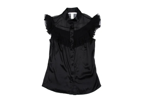DIANE VON FURSTENBERG See-through Switching Frill Blouse K-167092_002