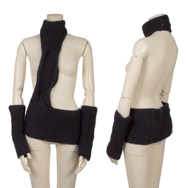 Maison Martin Margiela White Tag Wool Knit Top & Arm Covers Navy S-M K-167093_001