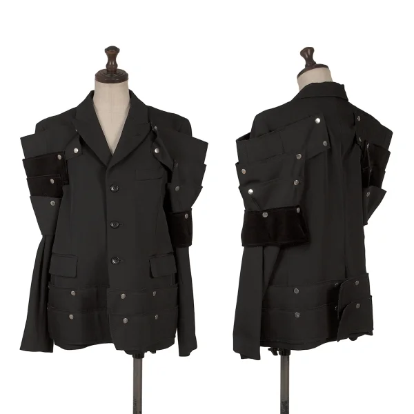 COMME des GARCONS Wool Gaba Armor Jacket Black M K-167109_001