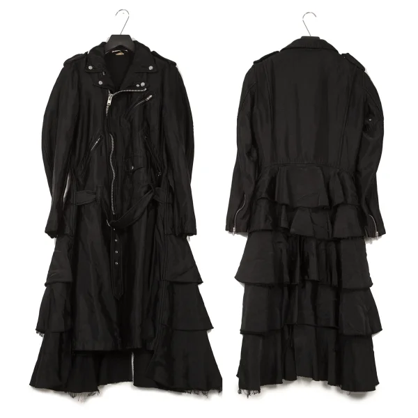 COMME des GARCONS HOMME PLUS Poly Back Frill Motorcycle Coat Black S K-167110_001