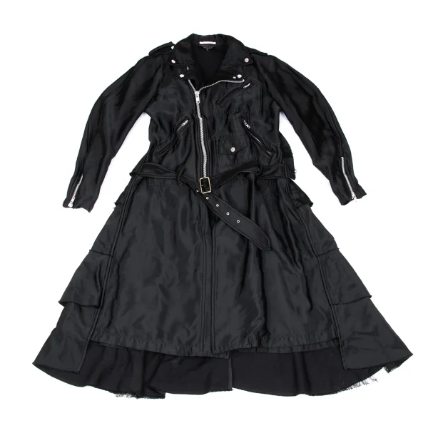 COMME des GARCONS HOMME PLUS Poly Back Frill Motorcycle Coat K-167110_002