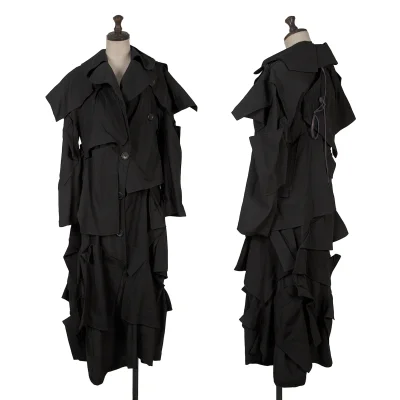 Yohji Yamamoto FEMME Wool Gaba Patchwork Coat