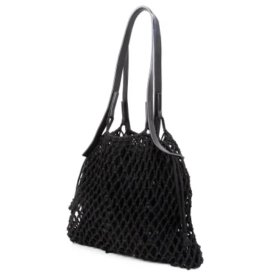 Y's Leather Handle Mesh Tote Bag