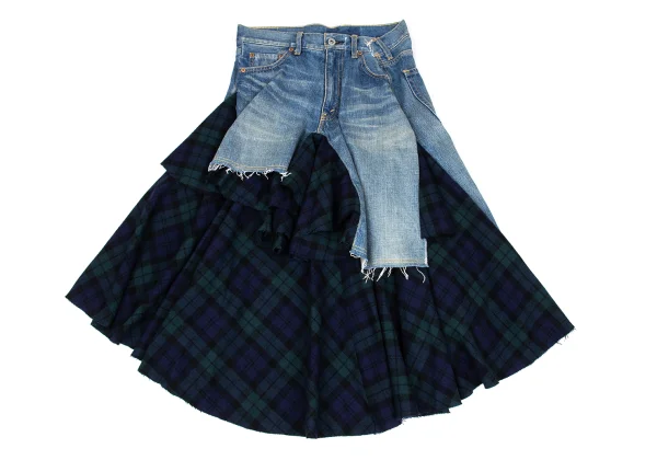 JUNYA WATANABE COMME des GARCONS denim Check Switching Skirt K-167124_002