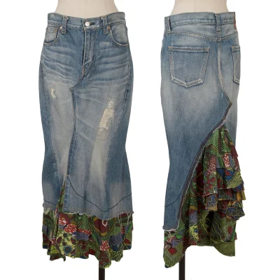 JUNYA WATANABE COMME des GARCONS Animal Printed Distressed Denim Skirt