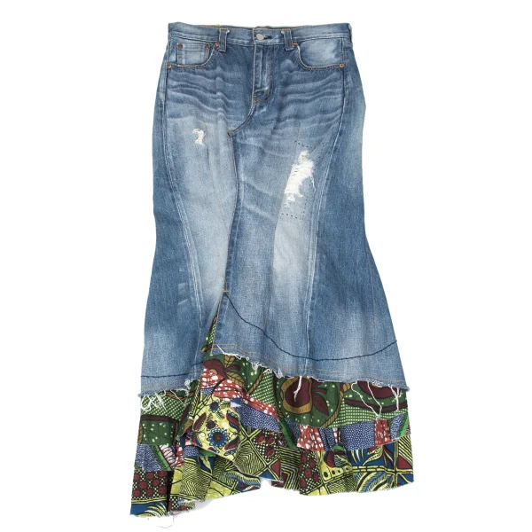 JUNYA WATANABE COMME des GARCONS Animal Printed Distressed Denim Skirt K-167133_002