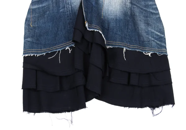 JUNYA WATANABE COMME des GARCONS Mixed-material Tiered Denim Mermaid Skirt K-167134_011