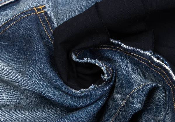 JUNYA WATANABE COMME des GARCONS Mixed-material Tiered Denim Mermaid Skirt K-167134_017