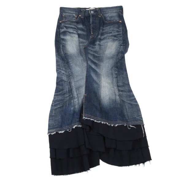 JUNYA WATANABE COMME des GARCONS Mixed-material Tiered Denim Mermaid Skirt K-167135_002