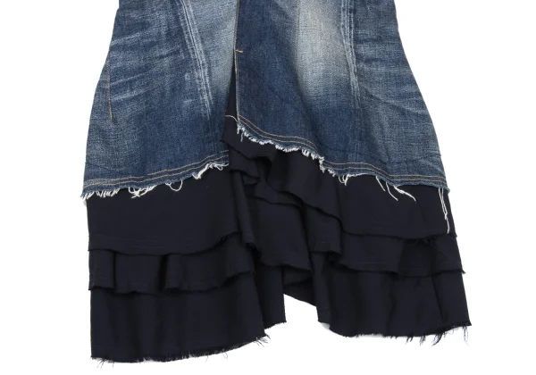 JUNYA WATANABE COMME des GARCONS Mixed-material Tiered Denim Mermaid Skirt K-167135_011