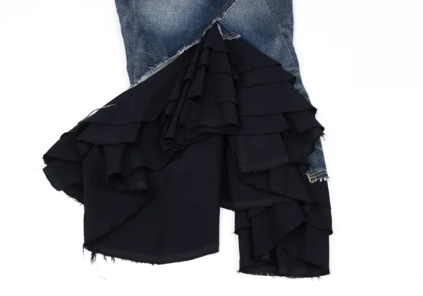 JUNYA WATANABE COMME des GARCONS Mixed-material Tiered Denim Mermaid Skirt K-167135_016