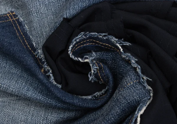 JUNYA WATANABE COMME des GARCONS Mixed-material Tiered Denim Mermaid Skirt K-167135_017