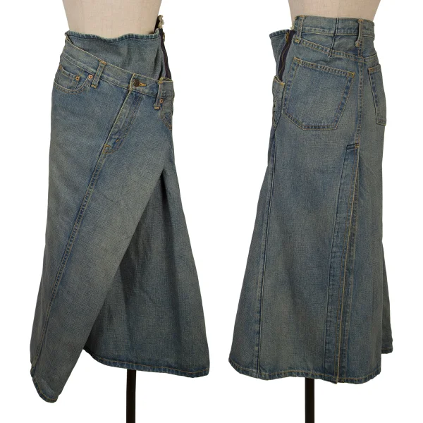 JUNYA WATANABE COMME des GARCONS Double-waisted Reconstructed Denim Skirt  Indigo S K-167139_001