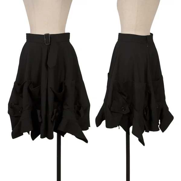 JUNYA WATANABE COMME des GARCONS Wool Gaba Trench Reconstructed Flared Skirt Black SS K-167142_001
