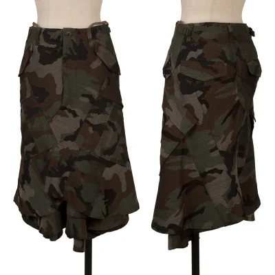 JUNYA WATANABE COMME des GARCONS Wool Camo Woven Ruffle Layered Skirt