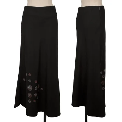 Yohji Yamamoto NOIR Dot Check Wool Flare Skirt
