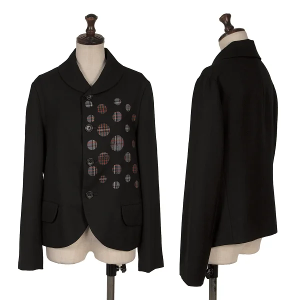 ヨウジヤマモト ノアールYohji Yamamoto NOIR ドットチェックウールセットアップ 黒1 K-167152_002