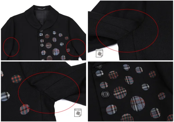 ヨウジヤマモト ノアールYohji Yamamoto NOIR ドットチェックウールセットアップ 黒1 K-167152_004