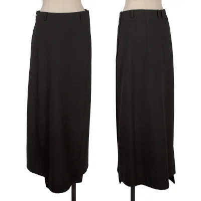ALFASPIN Wool Tuck Design Zip Wrap Skirt