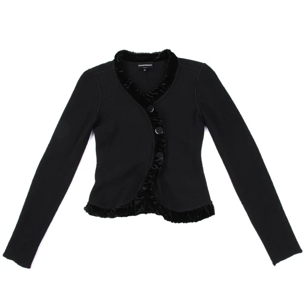 EMPORIO ARMANI Wool Blend Velour Piping Snap Cardigan K-167166_002