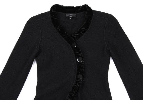 EMPORIO ARMANI Wool Blend Velour Piping Snap Cardigan K-167166_003