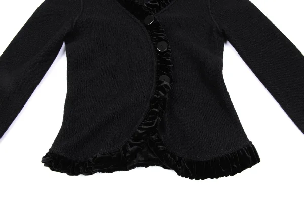 EMPORIO ARMANI Wool Blend Velour Piping Snap Cardigan K-167166_008