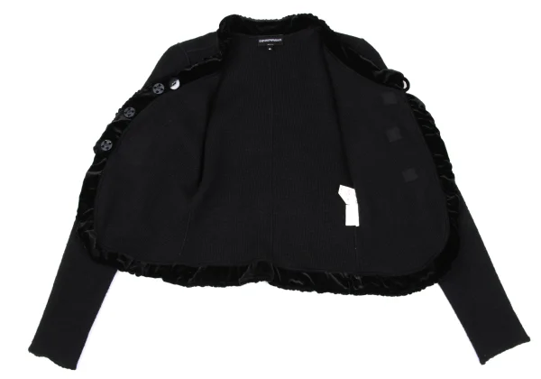 EMPORIO ARMANI Wool Blend Velour Piping Snap Cardigan K-167166_012