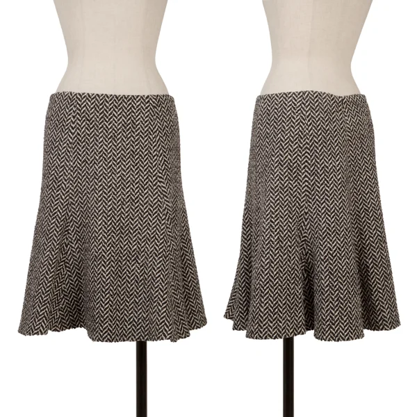 EMPORIO ARMANI Lame Herringbone Flare Skirt Black,White 40 K-167167_001
