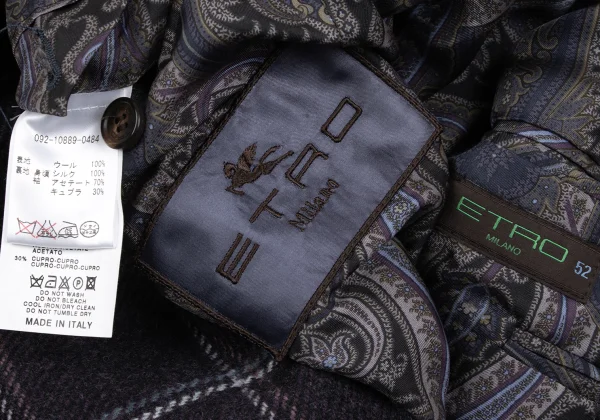 ETRO Wool Lining Paisley Check Jacket K-167169_018
