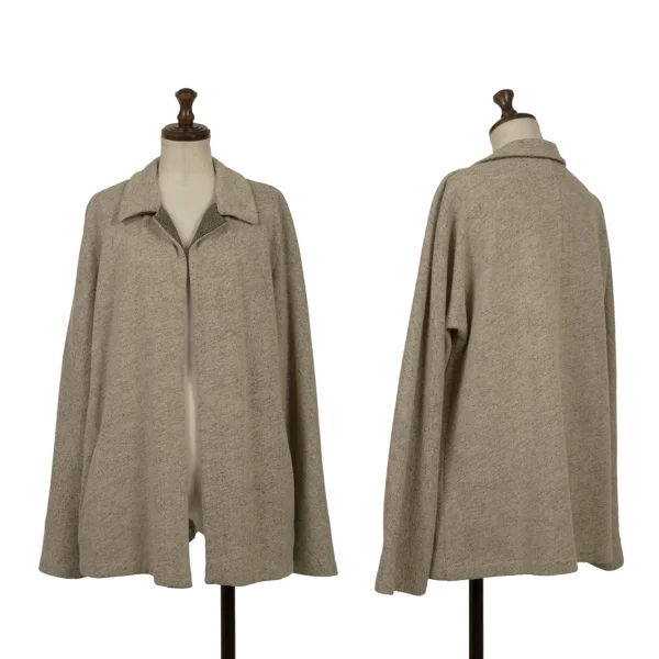 Y's Wool Blend Buttonless Knit Jacket Beige 3 K-167170_001