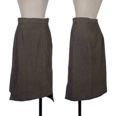 Vivienne Westwood Wool Herringbone Stripe Asymmetry Hem Skirt
