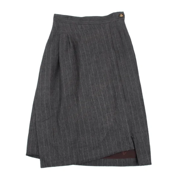 Vivienne Westwood Wool Herringbone Stripe Asymmetry Hem Skirt K-167177_002