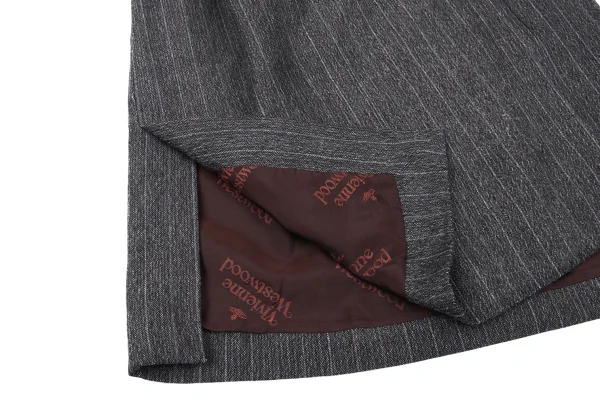 Vivienne Westwood Wool Herringbone Stripe Asymmetry Hem Skirt K-167177_008