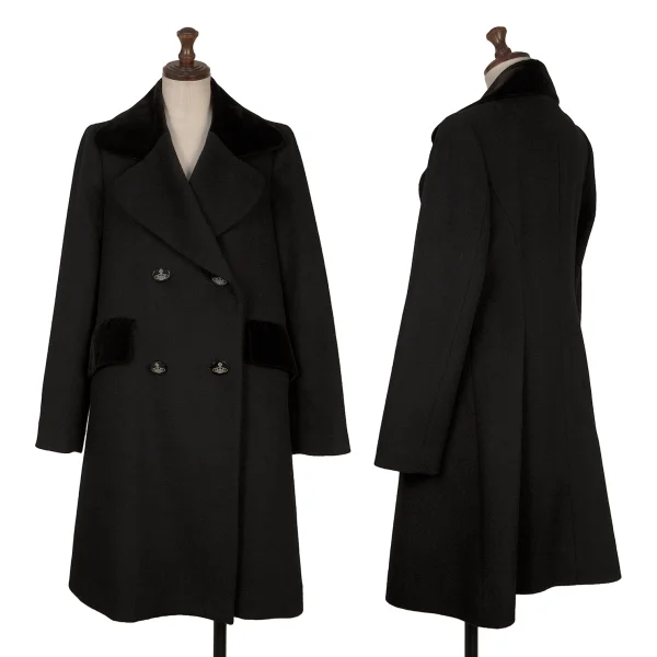Vivienne Westwood Red Label Wool Blend Velour Double Coat Black 1 K-167180_001