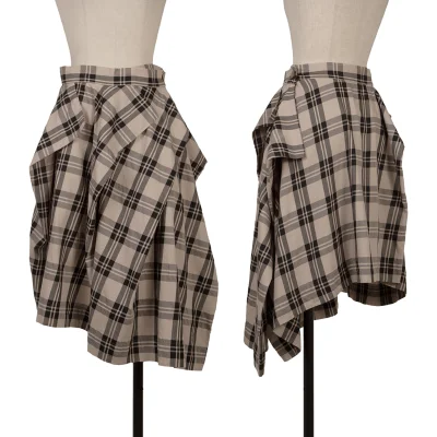 Vivienne Westwood Red Label Cotton Check Drape Wrap Skirt
