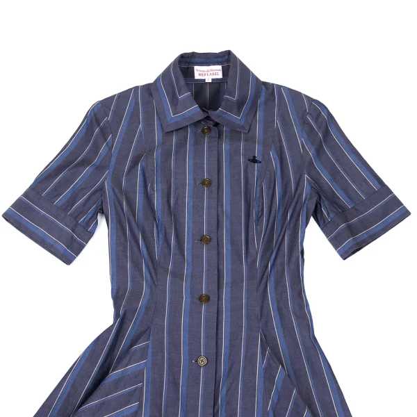 Vivienne Westwood Red Label Orb Embroidered Stripe Shirt Flare Dress K-167189_003