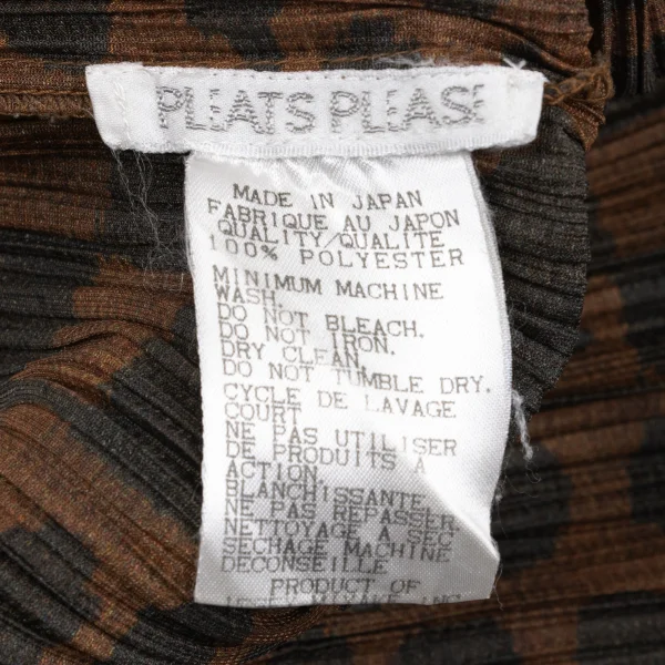 プリーツプリーズPLEATS PLEASE ドットチェックプリントTシャツ 茶4 (K