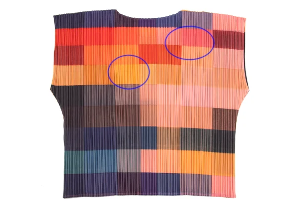 PLEATS PLEASE Colorful Checkered Sleeveless Top K-167201_009