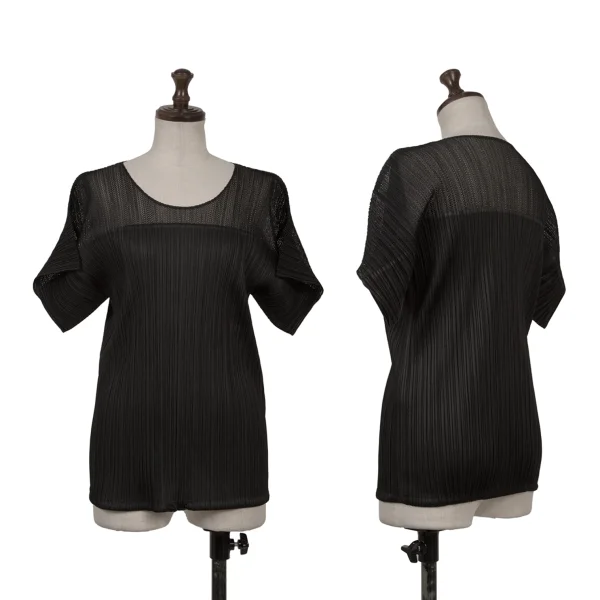 プリーツプリーズPLEATS PLEASE メッシュプリーツ切替ドロストTシャツ