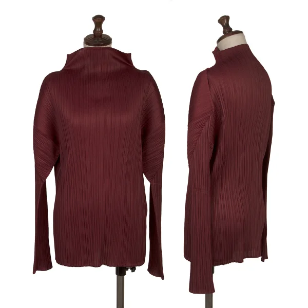 PLEATS PLEASE Pleats High-neck Top Bordeaux 4 K-167205_001