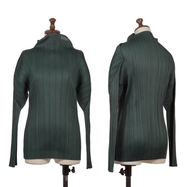 PLEATS PLEASE Pleats High-neck Top Dark Green 3 K-167211_001