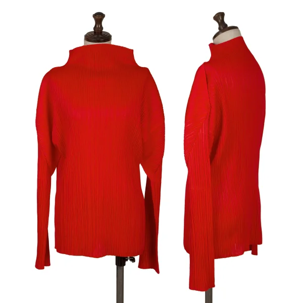 PLEATS PLEASE Turtle Neck T Shirt Red 4 K-167212_001