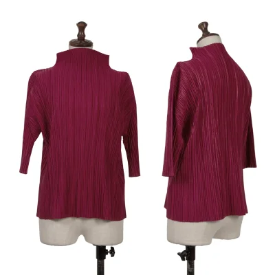 PLEATS PLEASE Pleated High Neck Half Sleeve T-shirt