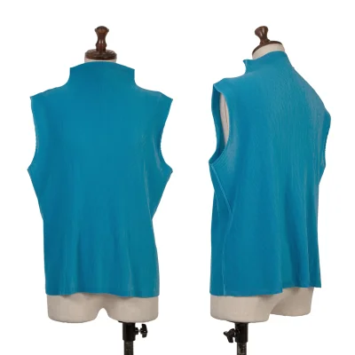 PLEATS PLEASE Mist Pleated High Neck Sleeveless Top