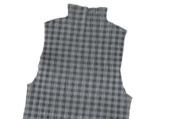 PLEATS PLEASE Check Print Wrinkled Pleats Sleeveless Top K-167217_003